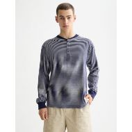 Picture of SCOTCH&SODA MEN'S RELAXED FIT STRIPED HENLEY IN NAVY/WHITE STRIPE 4