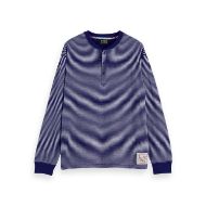 Picture of SCOTCH&SODA MEN'S RELAXED FIT STRIPED HENLEY IN NAVY/WHITE STRIPE 1