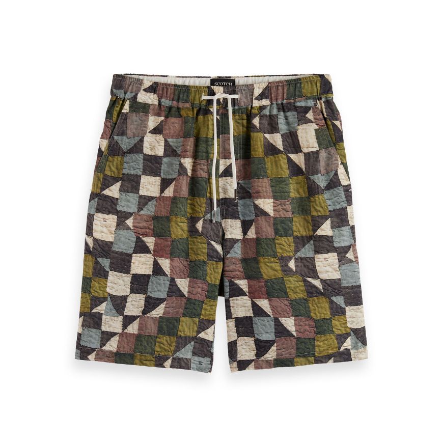 Picture of SCOTCH&SODA MEN'S FAVE2 - PRINTED TENCEL REGULAR FIT BERMUDA SHORT IN NAVY MULTICOLOUR