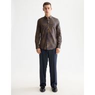 Picture of SCOTCH&SODA MEN'S MICRO AOP SLIM FIT SHIRT IN DITSY LEAF STRIPE PEACOAT 7