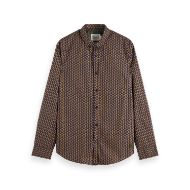 Picture of SCOTCH&SODA MEN'S MICRO AOP SLIM FIT SHIRT IN DITSY LEAF STRIPE PEACOAT 1