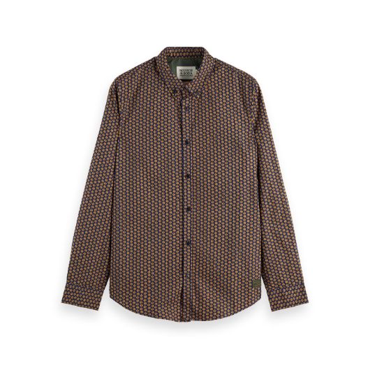 Show details for SCOTCH&SODA MEN'S MICRO AOP SLIM FIT SHIRT IN DITSY LEAF STRIPE PEACOAT 1 - FanPoint Picture of SCOTCH&SODA MEN'S MICRO AOP SLIM FIT SHIRT IN DITSY LEAF STRIPE PEACOAT 1