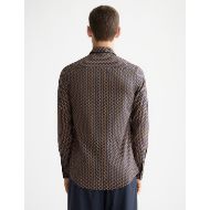 Picture of SCOTCH&SODA MEN'S MICRO AOP SLIM FIT SHIRT IN DITSY LEAF STRIPE PEACOAT 5