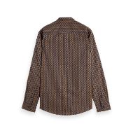 Picture of SCOTCH&SODA MEN'S MICRO AOP SLIM FIT SHIRT IN DITSY LEAF STRIPE PEACOAT 2