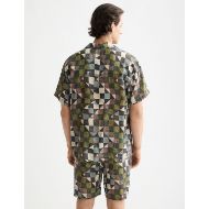 Picture of SCOTCH&SODA MEN'S PRINTED SHORT-SLEEVED TENCEL SHIRT IN GREEN MULTICOLOUR 5