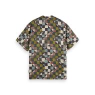 Picture of SCOTCH&SODA MEN'S PRINTED SHORT-SLEEVED TENCEL SHIRT IN GREEN MULTICOLOUR 2
