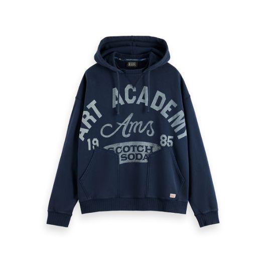 Показвай детайлите за SCOTCH&SODA MEN'S WASH ARTWORK HOODIE IN NAVY 1 - FanPoint Снимка на SCOTCH&SODA MEN'S WASH ARTWORK HOODIE IN NAVY 1