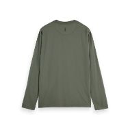 Picture of SCOTCH&SODA MEN'S 3 CROSSES RELAXED FIT GARMENT DYE LONG SLEEVE T-SHIRT IN DARK GREEN 2