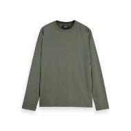 Picture of SCOTCH&SODA MEN'S 3 CROSSES RELAXED FIT GARMENT DYE LONG SLEEVE T-SHIRT IN DARK GREEN 1