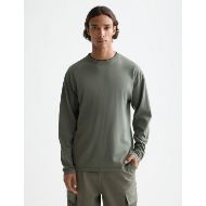 Picture of SCOTCH&SODA MEN'S 3 CROSSES RELAXED FIT GARMENT DYE LONG SLEEVE T-SHIRT IN DARK GREEN 4
