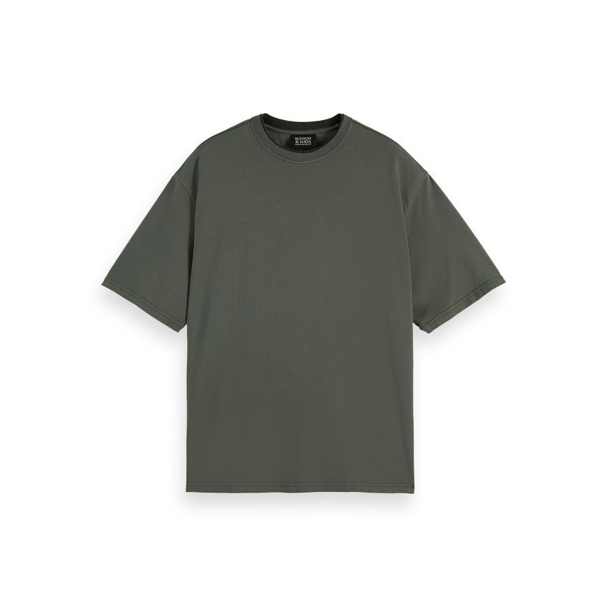 Picture of SCOTCH&SODA MEN'S 3 CROSSES GARMENT DYE T-SHIRT IN DARK GREEN