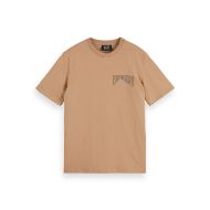 Picture of SCOTCH&SODA MEN'S REGULAR FIT LEFT CHEST LOGO T-SHIRT IN MEDIUM BEIGE 1