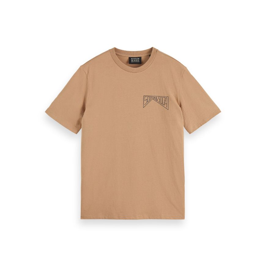 Picture of SCOTCH&SODA MEN'S REGULAR FIT LEFT CHEST LOGO T-SHIRT IN MEDIUM BEIGE