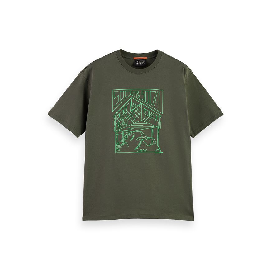 Picture of SCOTCH&SODA MEN'S RELAXED FIT SCOTCH & SODA LOGO T-SHIRT IN DARK GREEN