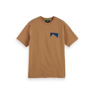 Picture of SCOTCH&SODA MEN'S RELAXED FIT FRONT + BACK AW T-SHIRT IN MEDIUM BEIGE 1