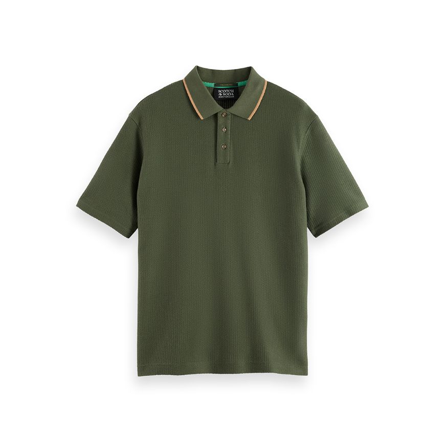 Picture of SCOTCH&SODA MEN'S STRUCTURED RELAXED FIT POLO IN DARK GREEN