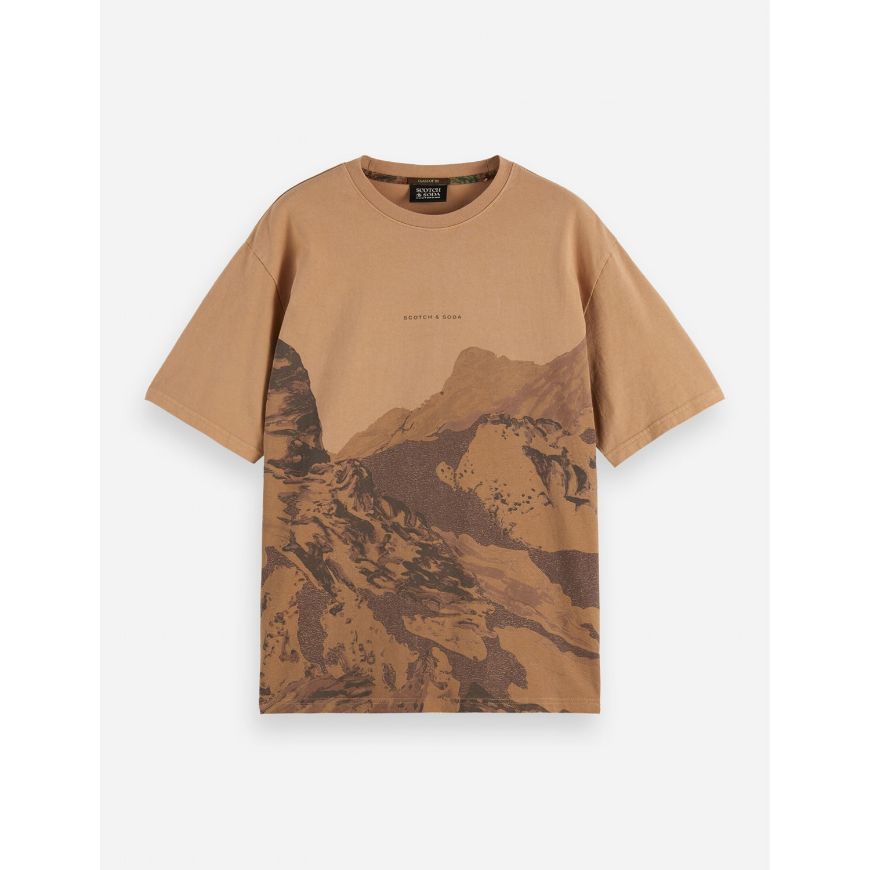 Picture of SCOTCH&SODA MEN'S LOOSE FIT OVERDYED AW T-SHIRT IN MEDIUM BEIGE