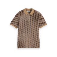 Picture of SCOTCH&SODA MEN'S MICRO ALLOVER PRINT JERSEY REGULAR FIT POLO IN BROWN MULTICOLOUR 1