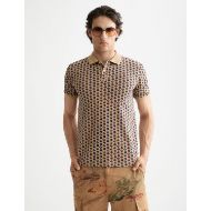 Picture of SCOTCH&SODA MEN'S MICRO ALLOVER PRINT JERSEY REGULAR FIT POLO IN BROWN MULTICOLOUR 4