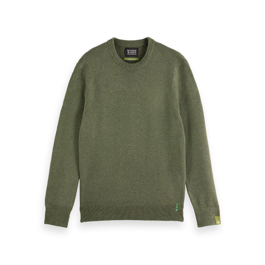 Picture of SCOTCH&SODA MEN'S SOFT KNIT REGULAR FIT CREW NECK IN DARK GREEN
