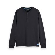 Picture of SCOTCH&SODA MEN'S SLUB HENLEY LONG SLEEVE T-SHIRT IN DARK GREY 1