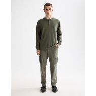 Picture of SCOTCH&SODA MEN'S SLUB HENLEY LONG SLEEVE T-SHIRT IN DARK GREEN 7