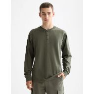 Picture of SCOTCH&SODA MEN'S SLUB HENLEY LONG SLEEVE T-SHIRT IN DARK GREEN 4