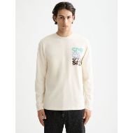 Picture of SCOTCH&SODA MEN'S RELAXED FIT ARTWORK T-SHIRT LS IN LIGHT BEIGE 4