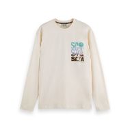Picture of SCOTCH&SODA MEN'S RELAXED FIT ARTWORK T-SHIRT LS IN LIGHT BEIGE 1