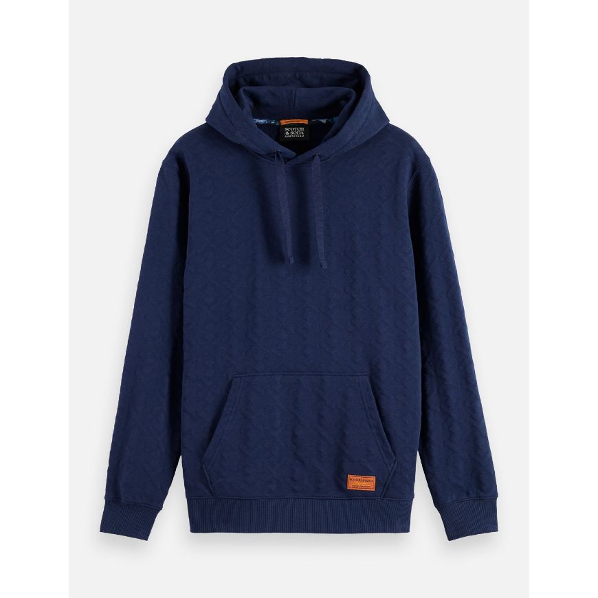 Picture of SCOTCH&SODA MEN'S JACQUARD TERRY HOODIE IN NAVY