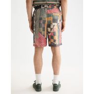 Picture of SCOTCH&SODA MEN'S PRINTED PATCHWORK COTTON-POPLIN LOOSE FIT BERMUDA IN MEDIUM BROWN 5