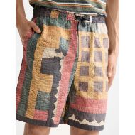 Picture of SCOTCH&SODA MEN'S PRINTED PATCHWORK COTTON-POPLIN LOOSE FIT BERMUDA IN MEDIUM BROWN 6