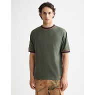 Picture of SCOTCH&SODA MEN'S RELAXED FIT BOUND NECKLINE T-SHIRT IN DARK GREEN 3