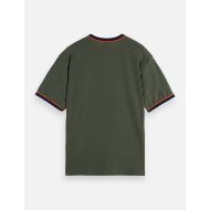 Picture of SCOTCH&SODA MEN'S RELAXED FIT BOUND NECKLINE T-SHIRT IN DARK GREEN 2