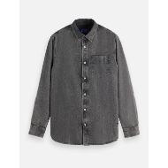 Picture of SCOTCH&SODA MEN'S WASHED 1 POCKET BLACK DENIM SHIRT IN BLACK 3