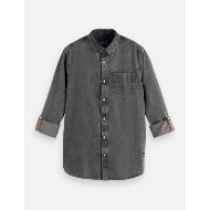 Picture of SCOTCH&SODA MEN'S WASHED 1 POCKET BLACK DENIM SHIRT IN BLACK 1