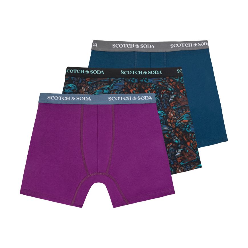 Picture of SCOTCH&SODA MEN'S 3PACK COTTON STRETCH BOXER BRIEF IN TEAL