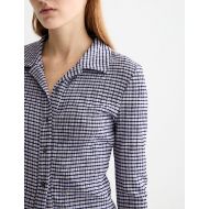 Снимка на SCOTCH&SODA WOMEN'S STRUCTURED GINGHAM BUTTON UP LONG SLEEVE T-SHIRT IN SKY CAPTAIN/ LANGUID LAVENDE 6