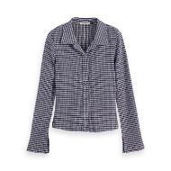 Снимка на SCOTCH&SODA WOMEN'S STRUCTURED GINGHAM BUTTON UP LONG SLEEVE T-SHIRT IN SKY CAPTAIN/ LANGUID LAVENDE 1