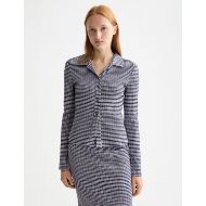 Снимка на SCOTCH&SODA WOMEN'S STRUCTURED GINGHAM BUTTON UP LONG SLEEVE T-SHIRT IN SKY CAPTAIN/ LANGUID LAVENDE 4