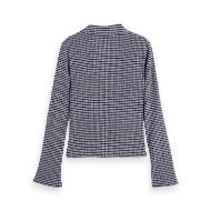 Снимка на SCOTCH&SODA WOMEN'S STRUCTURED GINGHAM BUTTON UP LONG SLEEVE T-SHIRT IN SKY CAPTAIN/ LANGUID LAVENDE 2