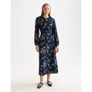 Снимка на SCOTCH&SODA WOMEN'S MIDI WRAP DRESS WITH KEY HOLE IN RIBBON NAVY AOP 4