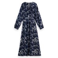 Снимка на SCOTCH&SODA WOMEN'S MIDI WRAP DRESS WITH KEY HOLE IN RIBBON NAVY AOP 2