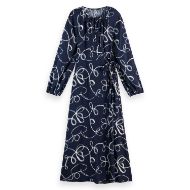 Снимка на SCOTCH&SODA WOMEN'S MIDI WRAP DRESS WITH KEY HOLE IN RIBBON NAVY AOP 1