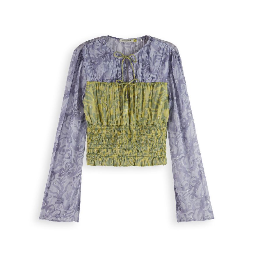 Снимка на SCOTCH&SODA WOMEN'S SMOCKED WAIST TOP IN DANCER LAVENDER