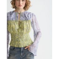Снимка на SCOTCH&SODA WOMEN'S SMOCKED WAIST TOP IN DANCER LAVENDER 6