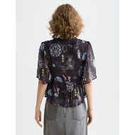 Снимка на SCOTCH&SODA WOMEN'S PEPLUM SHORT SLEEVE TOP IN BLACK MOUNTAIN 5