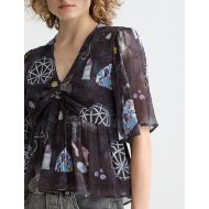 Снимка на SCOTCH&SODA WOMEN'S PEPLUM SHORT SLEEVE TOP IN BLACK MOUNTAIN 6