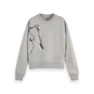 Снимка на SCOTCH&SODA WOMEN'S CHEST ARTWORK RELAXED SWEATSHIRT IN LIGHT GREY MELANGE 1