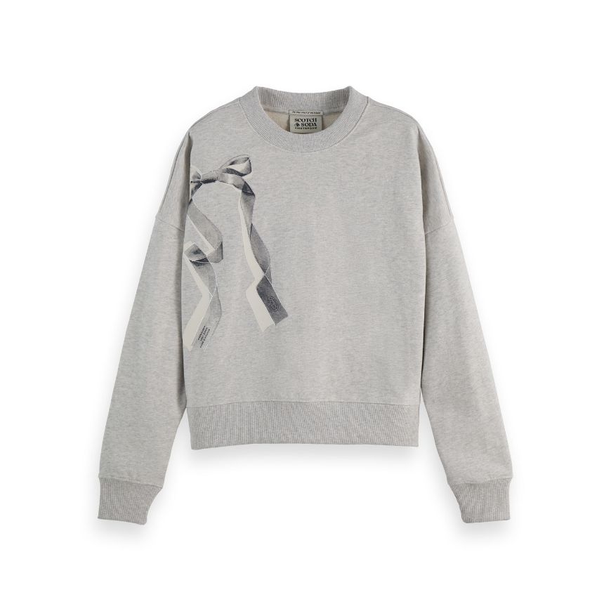 Снимка на SCOTCH&SODA WOMEN'S CHEST ARTWORK RELAXED SWEATSHIRT IN LIGHT GREY MELANGE
